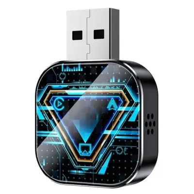 Bežični CarPlay/Android Auto/Mirror Link Adapter Q1AS - Crni Tehnološko Plavi Metal & Staklo 3-u-1 Crna