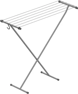 Stalak za sušenje Compact Rörets, 90×32×83 cm, kompaktan s kukom i 5,5 m sušenja, stabilan u kadi.