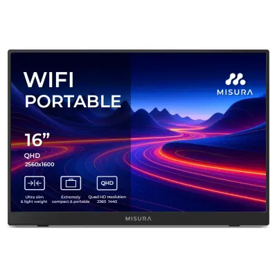 16" P160QHBW - MISURA Prijenosni WiFi monitor QHD 2.5K – s ugrađenom baterijom