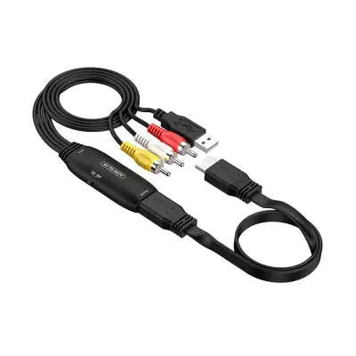 AV u HDMI pretvarač s 2-kabelom - muški konektor za poboljšanu povezivost Crna