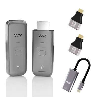 Bežični HDMI video odašiljač i prijemnik - 1080P, "Plug & Play" s adapterima Siva