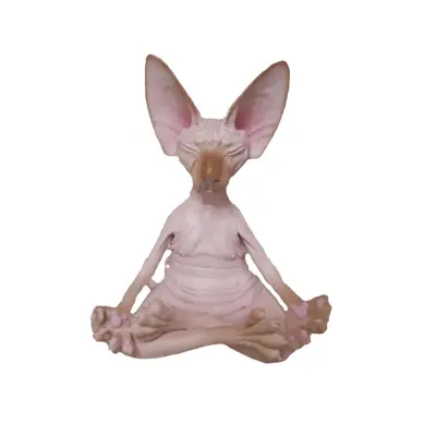 Velika figurica mačke Sphynx koja meditira od smole - kreativni ukras za dom Ružičasta
