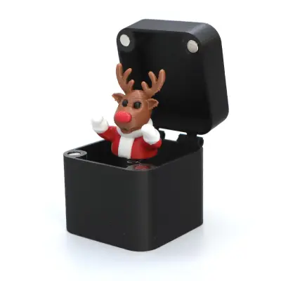 Waving Christmas Reindeer Prank Box - Funny Surprise Gift for Adults Crna