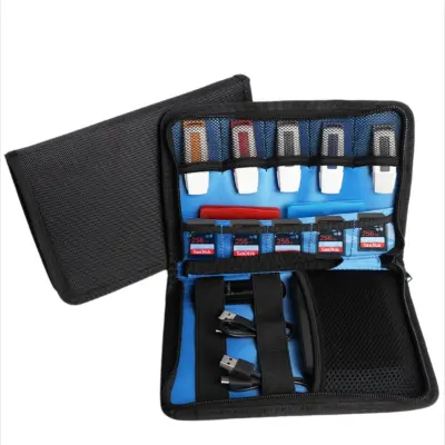 Sklopiva torbica organizator za USB Flash Drive & U-Shield - Kompaktna EVA Oxford Cloth futrola za sigurno skladištenje crna