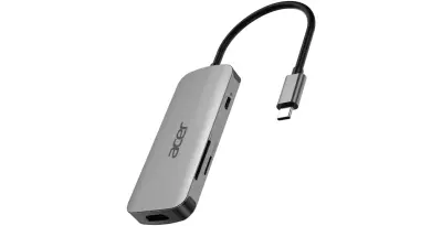 USB Hub ACER 7in1 Type C Dongle, Srebrna