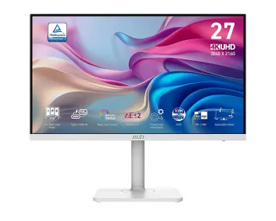 MSI 27" Modern Monitor MD272UPHW, IPS 4K UHD, 60Hz, 4ms, Adaptive-Sync, DisplayPort, 2x HDMI, USB-C, USB Hub, Pivot, Zvučnici