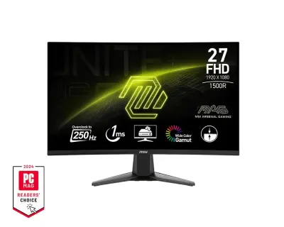 MSI 27" MAG Gaming Monitor MAG 27C6X, VA Curved Full HD, 250Hz, 1ms, Adaptive-Sync, DisplayPort, 2x HDMI, HDR Ready