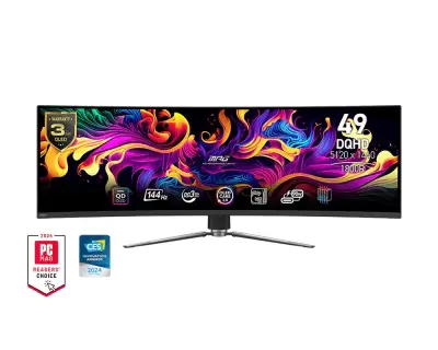 MSI 49" MPG Gaming Monitor 491CQP, QD-OLED Curved DQHD, 144Hz, 0.03ms, FreeSync Premium Pro, DisplayPort, 2x HDMI, USB-C, USB Hub