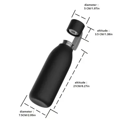 Pametna boca za vodu s UV sterilizacijom - 750ml, nehrđajući čelik 304 Crna