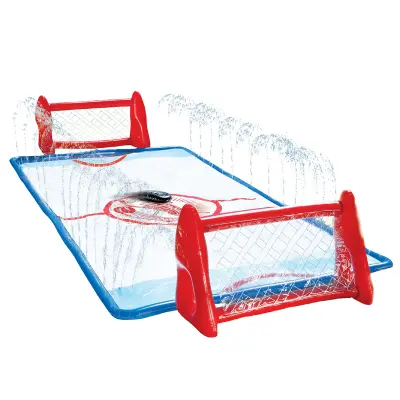 Wham-O Slip N Slide Vodni hokej set za vrt – 2 podesiva gola, 2 palice i 1 plutajući pak za zabavu na travi