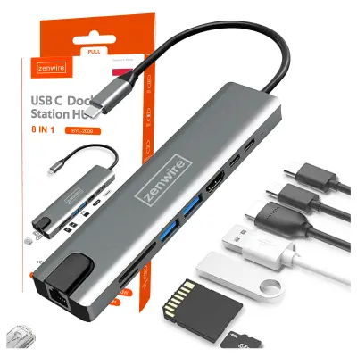 9-u-1 USB-C, HDMI, RJ45, Fast Ethernet i SD kartica adapter za MacBook Air, Pro (M1, M2, M3, M4) – Zenwire BYL-2009