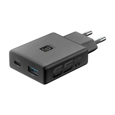 Kućni Punjač CELLULARLINE GaN+ Slim Dual 65W