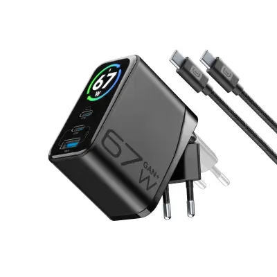 Auto Punjač CELLULARLINE GaN+ 67W 2x USB-C/USB-A + USB-C Kabel