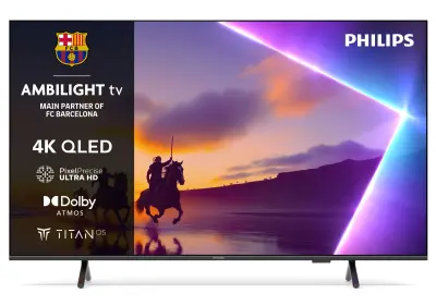 TV PHILIPS 50PUS8560, 139.7cm (55"), QLED, UHD 4K Smart TV, Titan OS - Ambilight