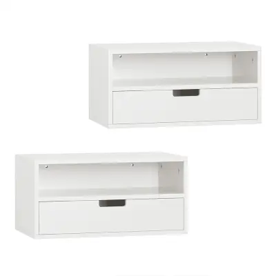 Set Visećih Noćnih Ormarića s Dvije Ladice Bijela 45x25x22cm NKD03-WX2