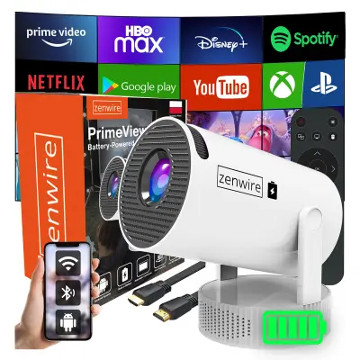 Zenwire K400 prijenosni mini Android Wi-Fi projektor s Full HD-om i Bluetoothom, baterija uključena