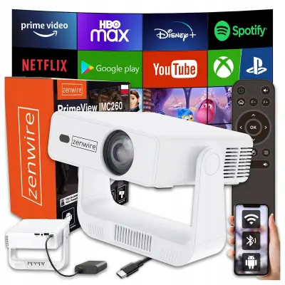 Zenwire PrimeView IMC260 mini prijenosni Android projektor s 14-inčnim zaslonom, WiFi, kut gledanja 360°, podrška za Full HD i 4K za mobilne telefone