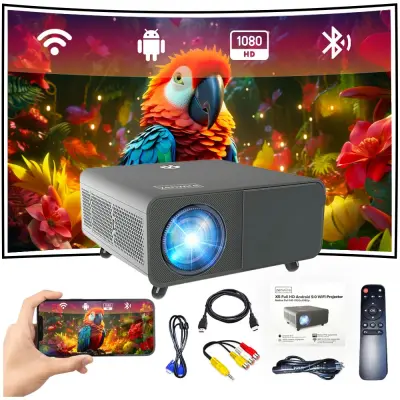 Zenwire X5 WiFi Android projektor Full HD 1080p s podrškom za 4K, 550 ANSI lm, automatsko fokusiranje i 4D auto keystone, Bluetooth 5.0 (Miracast/AirP