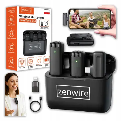 Zenwire TrueTone J13 USB-C Bluetooth kondenzatorski bežični lavaljerski mikrofon za mobilne telefone