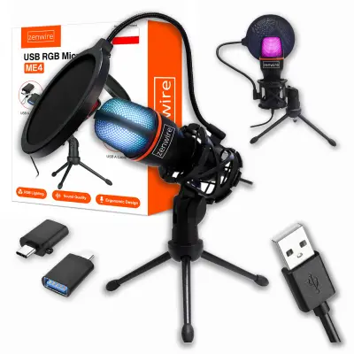 Zenwire ME4 RGB USB-C USB 3.0 kondenzatorski studijski mikrofon za PC gaming