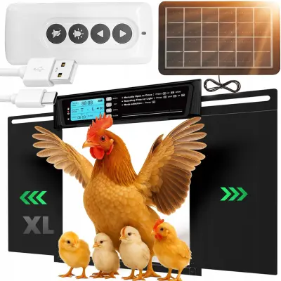 Elektronička solarna automatska LCD vrata za kokošinjac 38x28cm crna