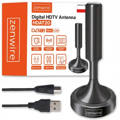 Zenwire HDAT20 5m unutarnja antena visokog osvajanja za DVBT2 HEVC H.265 zemaljsku televiziju