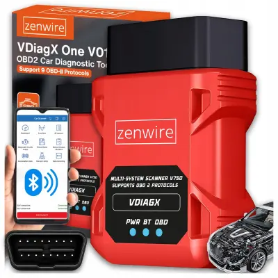Bluetooth 5.0 OBD2 dijagnostički skener ELM327 za Android/iOS/Windows, čitanje i brisanje grešaka, Live Data Zenwire VDiagX V016
