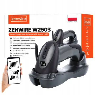 Zenwire W2503 bežični 1D/2D QR skener barkodova s USB doking stanicom