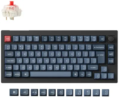 Tipkovnica Keychron V1M-D1 UK Black RGB75% Layout/BT/2.4GHz/Wired/Red Switch