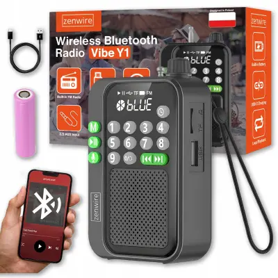 Zenwire Y1 Mini džepni FM radio – Bluetooth, prijenosni, za građevinske i kuhinjske radove, na baterije