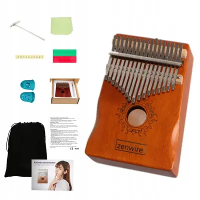 Kalimba – afrička Zanza Mbira klavijatura, 17 tipki, drvena, smeđa, Zenwire K-01
