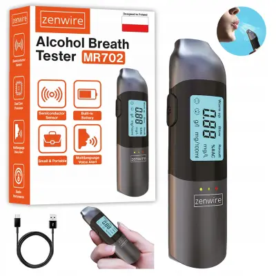 Zenwire MR702 profesionalni policijski alkotest (bez usnika) s USB-C punjivom baterijom