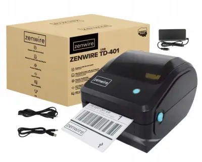 Zenwire TD-401 USB mini termalni pisač naljepnica 100x150 mm za kurirske etikete, 203 DPI, 152 mm/s, žični priključak