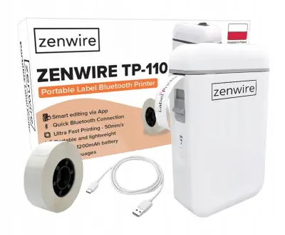 Zenwire TP-110 Mini prijenosni termalni pisač etiketa i naljepnica s Bluetoothom i USB-C priključkom
