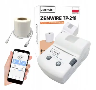 Zenwire TP-210 prijenosni Bluetooth USB-C pisač termičkih etiketa i naljepnica s ugrađenom baterijom od 1500 mAh