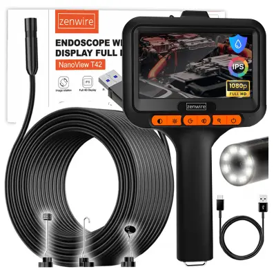 Zenwire T42 radionica inspekcijska endoskopska kamera s IPS zaslonom za cijevi, USB-C, 5 m
