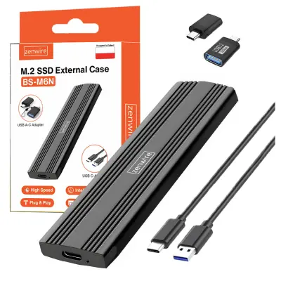 Kućište za SSD, M.2 NVMe PCIe USB-C adapter, čitač kartica, utor za M.2 pogon (2230, 2242, 2260, 2280) – Zenwire BS-M6N