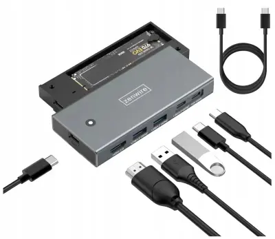 HUB kućište SSD M.2 NVMe PCIe SATA NGFF USB-C 3.2 HDMI 2.0 adapter M.2 10Gbps Power Delivery 100W Zenwire MC501