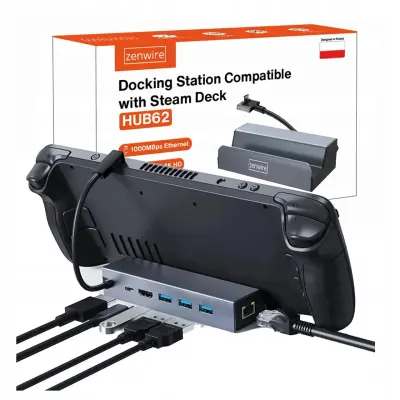 Steam Deck DOCK ROG ALLY DEX 6-u-1 USB-C HDMI 4K Ethernet Zenwire doking stanica HUB62