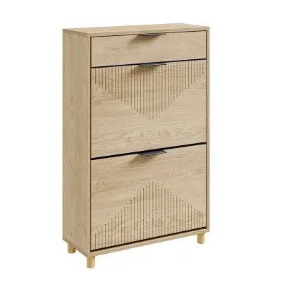 Mobilna Ormarić za Cipele s Trostrukim Odjeljkom Svijetli Hrast 60x24x95cm FSR212-N