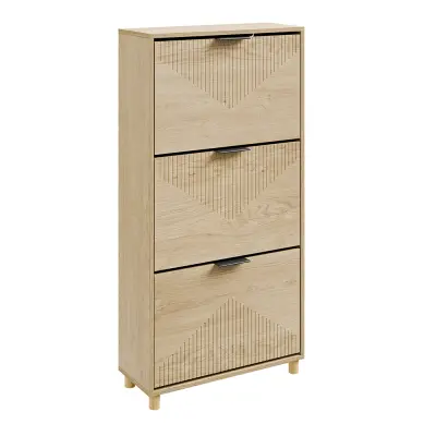 Kompaktni Ormarić za Cipele s 3 Nagibna Vrata Svijetli Hrast 60x24x120cm FSR213-N