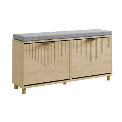 Klupa za cipele s preklopnim vratima i sjedištem za 8 parova Svijetli hrast 100x24x50cm FSR211-N