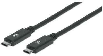 Manhattan kabel USB-C, 100W/5A, 10 Gbps, 1m, crni