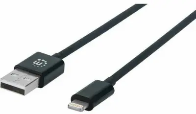 Kabel MANHATTAN 355483, USB Charge & Sync Lightning, USB-A (M) na Lightning (M), MFI, 480 Mbps (USB 2.0), 1.8m, Crni