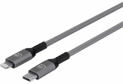 Kabel MANHATTAN 394185, USB, USB-C (M) na Lightning (M), 0.5m, Sivi*