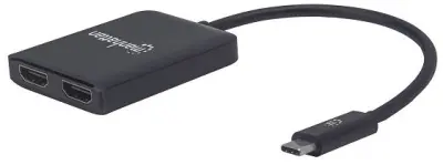 Konverter MANHATTAN 152969, Dual, USB-C (M) na 2xHDMI (Ž), 4K@30Hz, Crni