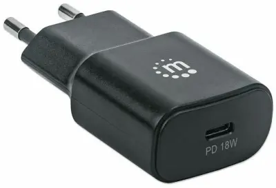 Kućni punjač MANHATTAN 102087, PD, 18W, 1xUSB-C PD, Crni