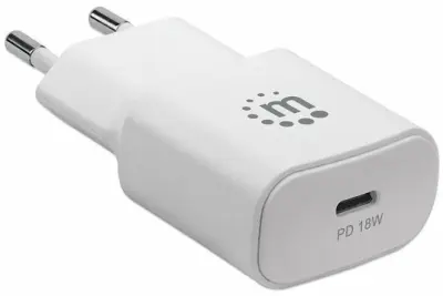 Kućni punjač MANHATTAN 102094, PD, 18W, 1xUSB-C PD, Bijeli*