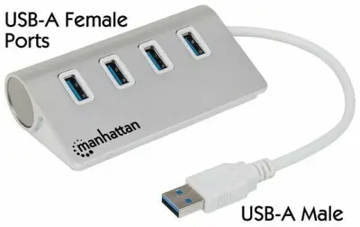 USB Hub MANHATTAN 163767, 4-Port USB 3.0, 4xUSB-A, Aluminij, Srebrni