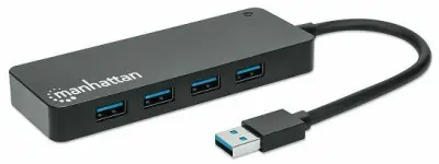 USB Hub MANHATTAN 164900, 4-Port USB 3.2 Gen 1, 4xUSB-A, USB-A (M) nap., Crni